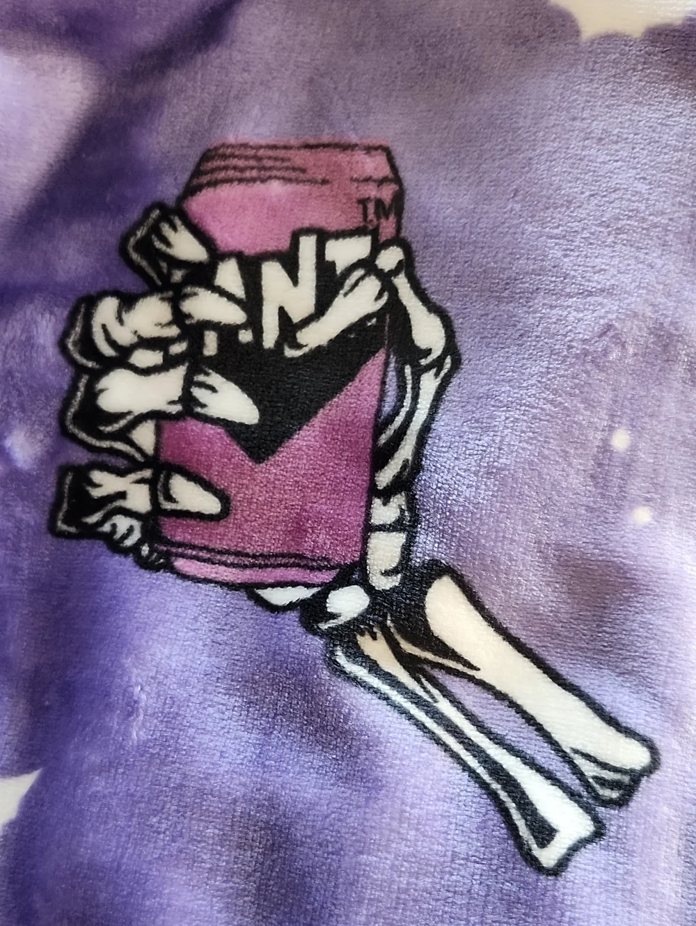 Halloween Fanta Purple Throw Blanket Skeleton Hand